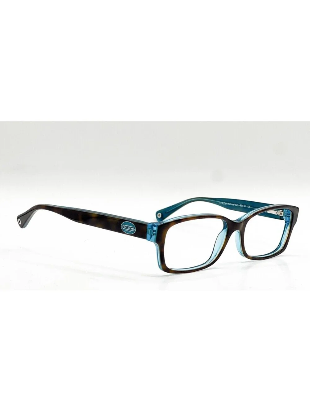 Coach HC 6040 5116 Dark Tortoise Teal Rectangle Authentic Eyeglass Frames 52-16